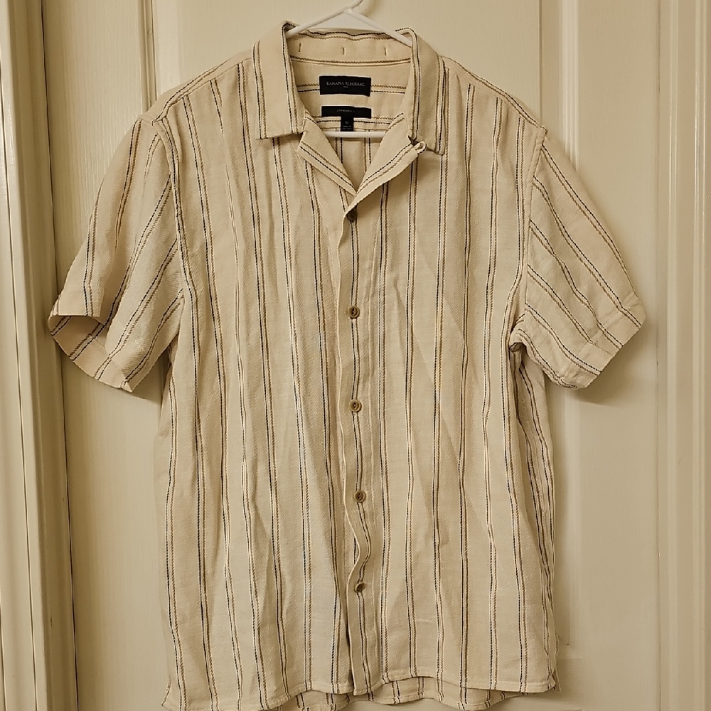 Banana Republic Beige Striped Men's Shirt
